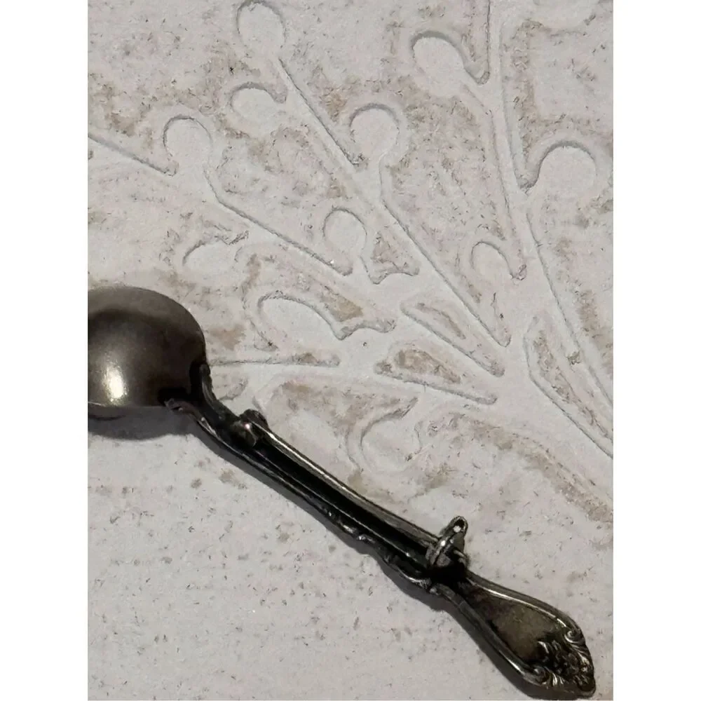 Gorham silver mini sugar spoon brooch